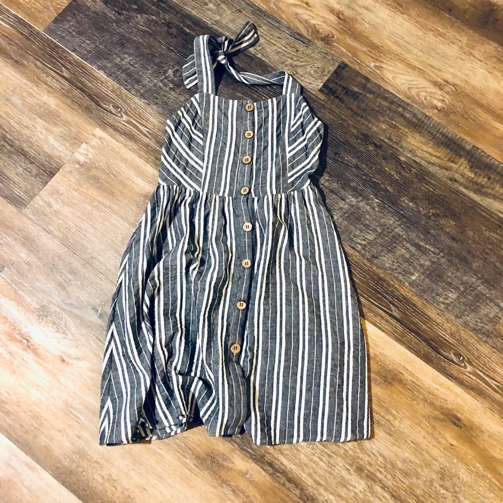 Dark Chambray & white striped mini dress